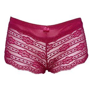 Sheer & Lace Magenta Boyshorts Panties - Size M